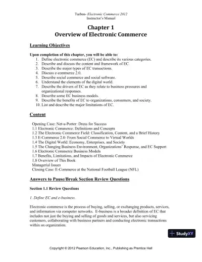 Solution Manual for E-Commerce 2019: Business, Technology and Society, 15th Edition - Page 1 preview image