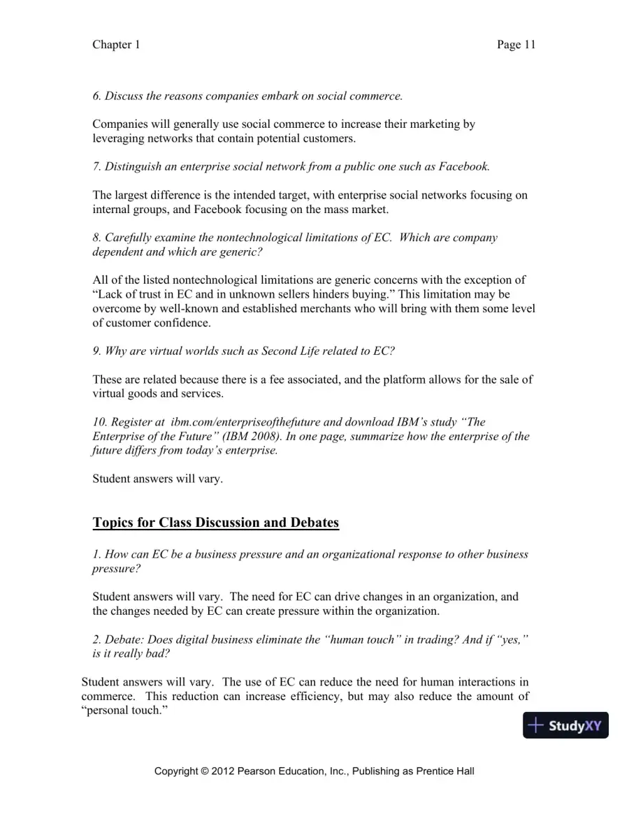 Solution Manual for E-Commerce 2019: Business, Technology and Society, 15th Edition, page 12