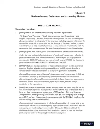 Solution Manual For McGraw-Hill's Taxation of Business Entities 2020 Edition, 11th Edition - Page 1 preview image