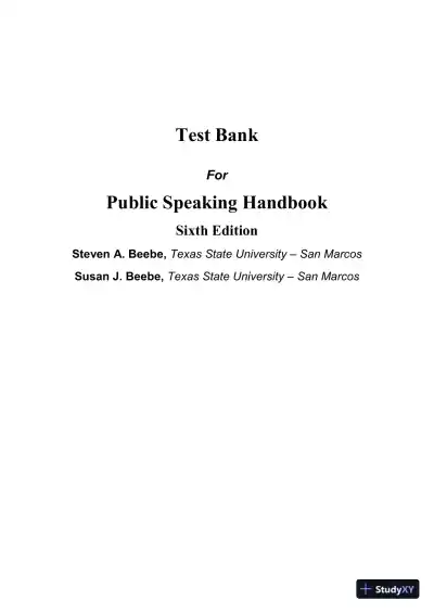Test Bank for Public Speaking Handbook, 6th Edition - Page 1 preview image