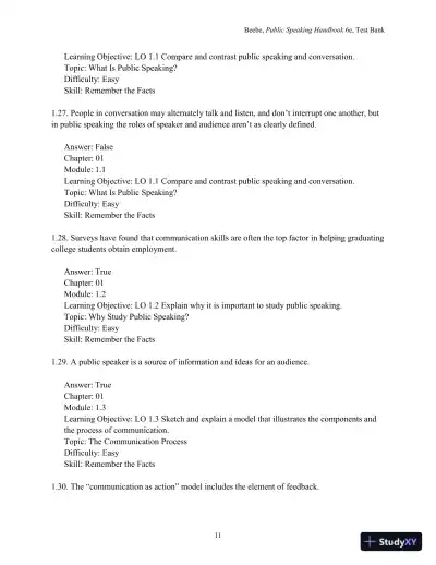 Test Bank for Public Speaking Handbook, 6th Edition - Page 13 preview image