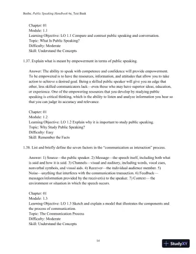 Test Bank for Public Speaking Handbook, 6th Edition - Page 16 preview image