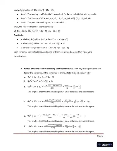 MA1210 College Assignment: Factoring Polynomials And Solving Rational Expressions Week 2 Lab - Page 3 preview image