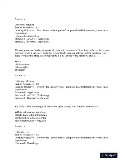 Introduction to Information Systems, 7th Edition Test Bank - Page 16 preview image