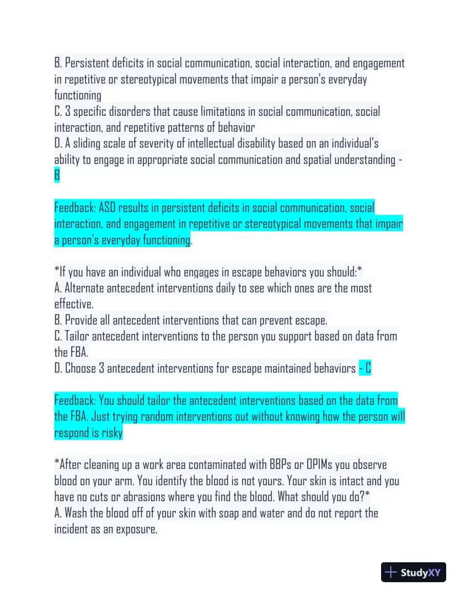 2023 QABA Mental Health Relias Training Exam With Answers (95 Solved Questions), page 4