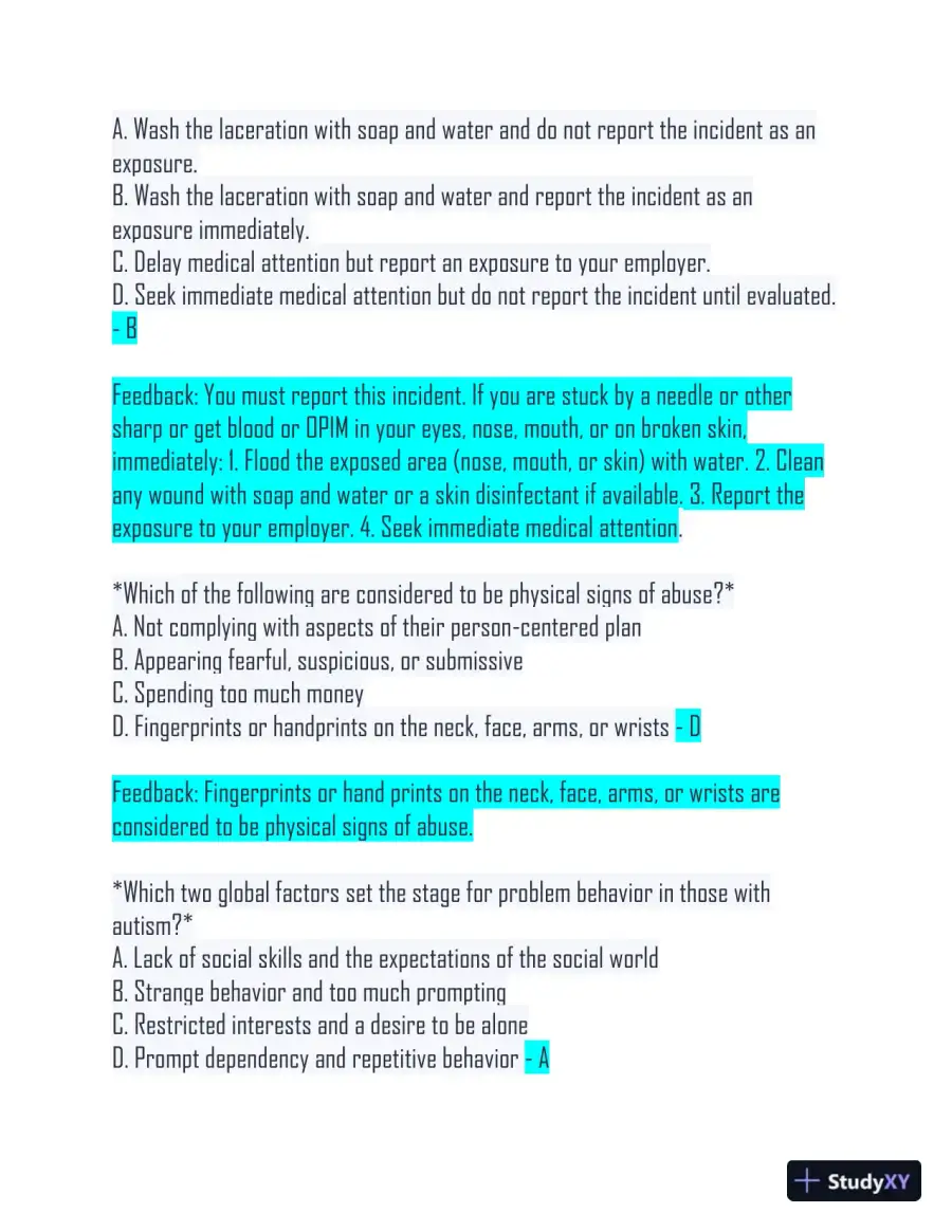 2023 QABA Mental Health Relias Training Exam With Answers (95 Solved Questions), page 6
