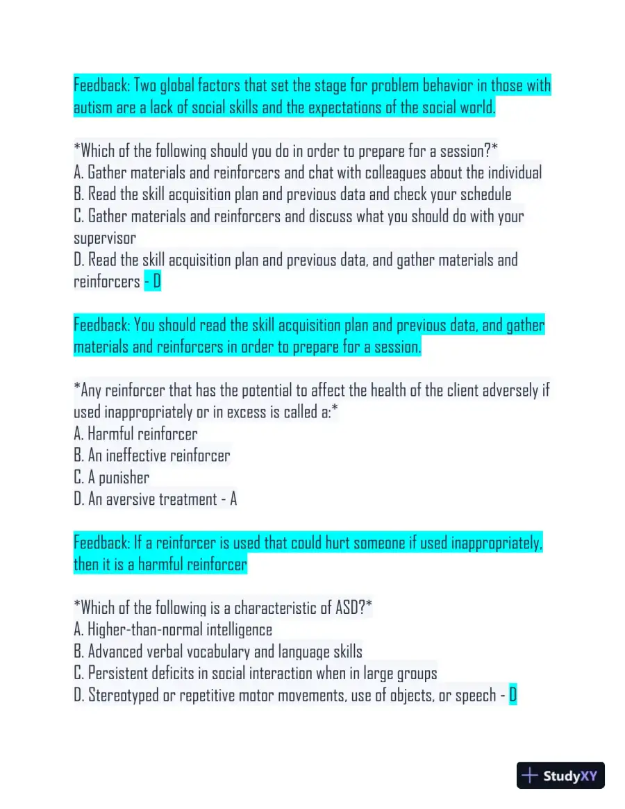 2023 QABA Mental Health Relias Training Exam With Answers (95 Solved Questions), page 7