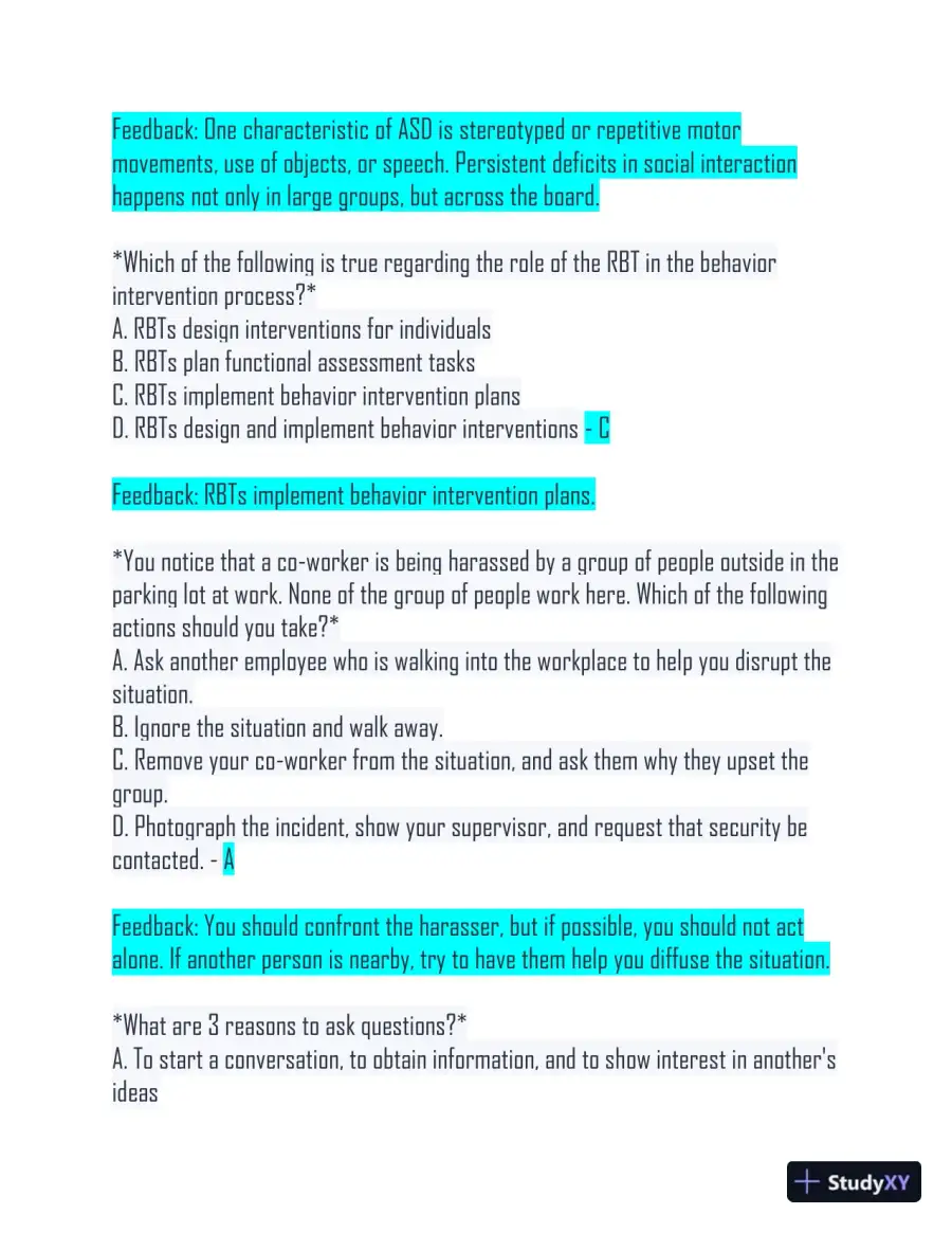 2023 QABA Mental Health Relias Training Exam With Answers (95 Solved Questions), page 8
