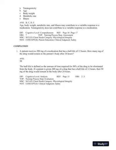 Basic Pharmacology for Nurses 17th Edition Test Bank - Page 15 preview image