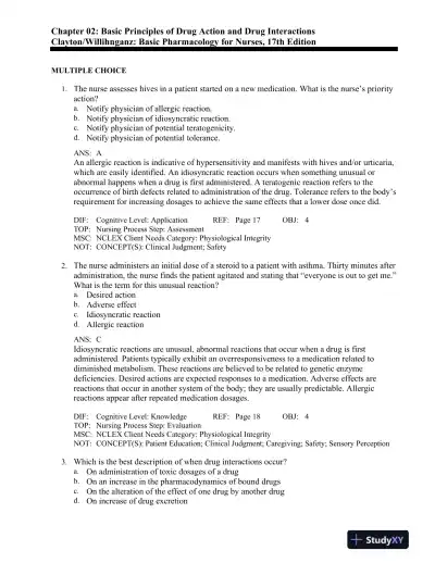 Basic Pharmacology for Nurses 17th Edition Test Bank - Page 8 preview image