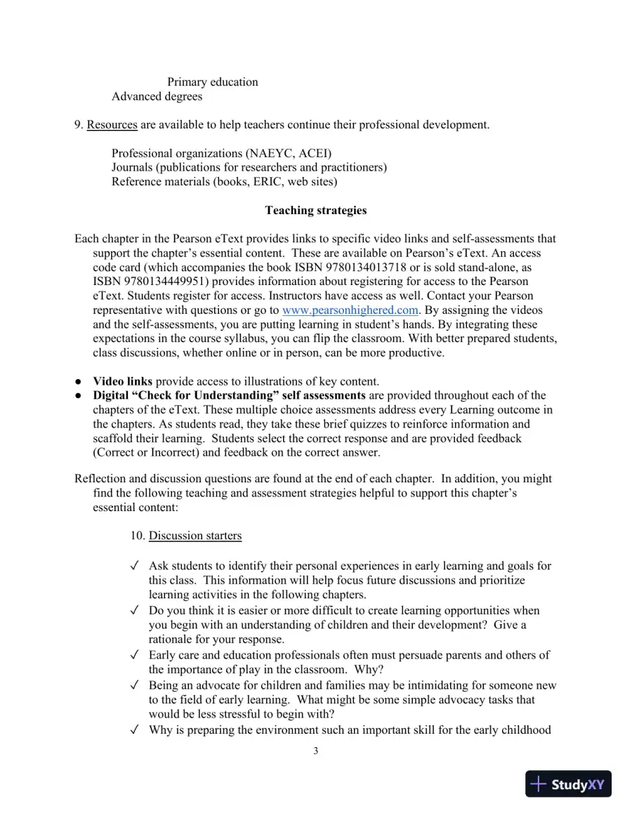 Class Notes for Teaching Young Children: An Introduction, 6th Edition, page 6