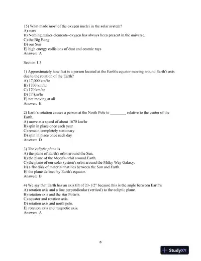 Test Bank for The Cosmic Perspective, 7th Edition - Page 9 preview image