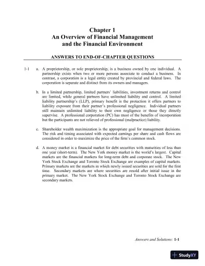 Financial Management: Theory And Practice, 2nd Edition Solution Manual - Page 1 preview image