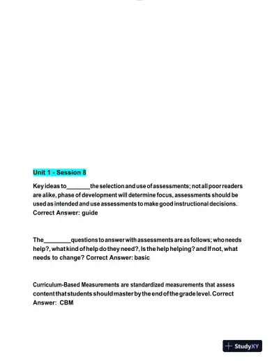 2023 NR601 LETRS Unit 1 Session 8 With Answers (21 Solved Questions) - Page 1 preview image