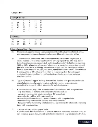 Teaching Students with Special Needs in Inclusive Settings, 5th Canadian Edition Test Bank - Page 6 preview image