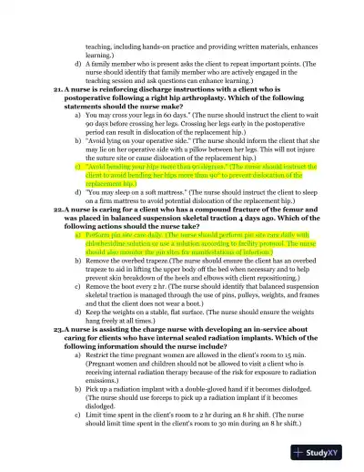 ATI Medical Surgical Nursing Proctored Exam With Answers (90 Solved Questions) - Page 9 preview image