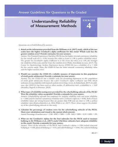 Solution Manual For Statistics for Nursing Research: A Workbook for Evidence-Based Practice, 3rd Edition - Page 11 preview image