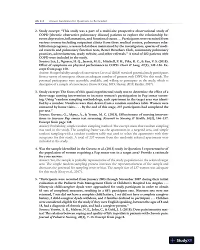 Solution Manual For Statistics for Nursing Research: A Workbook for Evidence-Based Practice, 3rd Edition - Page 6 preview image