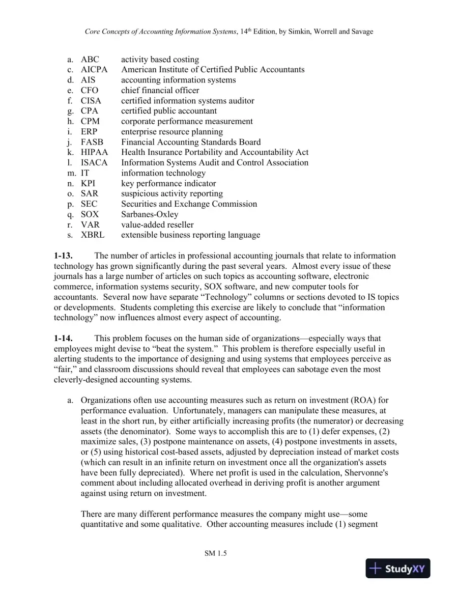 Solution Manual for Core Concepts of Accounting Information Systems, 14th Edition, page 10