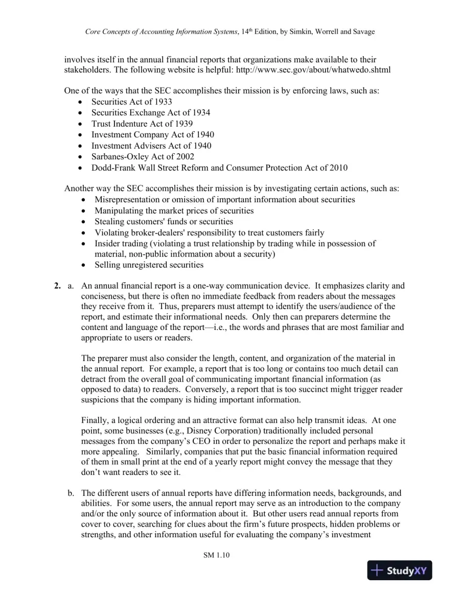 Solution Manual for Core Concepts of Accounting Information Systems, 14th Edition, page 15