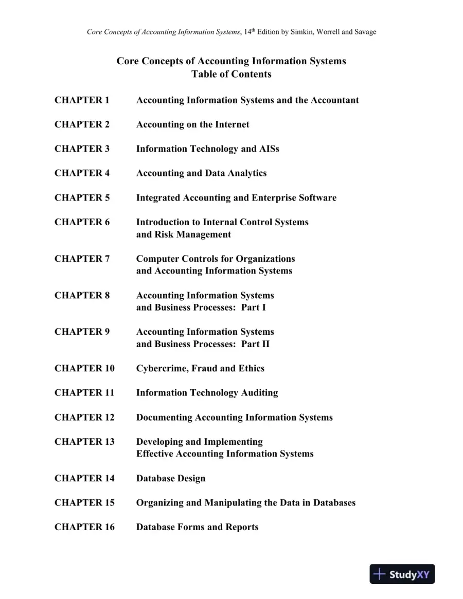 Solution Manual for Core Concepts of Accounting Information Systems, 14th Edition, page 3