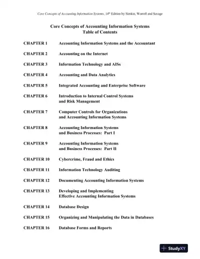 Solution Manual for Core Concepts of Accounting Information Systems, 14th Edition - Page 3 preview image