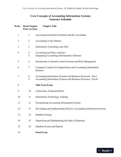 Solution Manual for Core Concepts of Accounting Information Systems, 14th Edition - Page 4 preview image