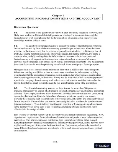 Solution Manual for Core Concepts of Accounting Information Systems, 14th Edition - Page 6 preview image