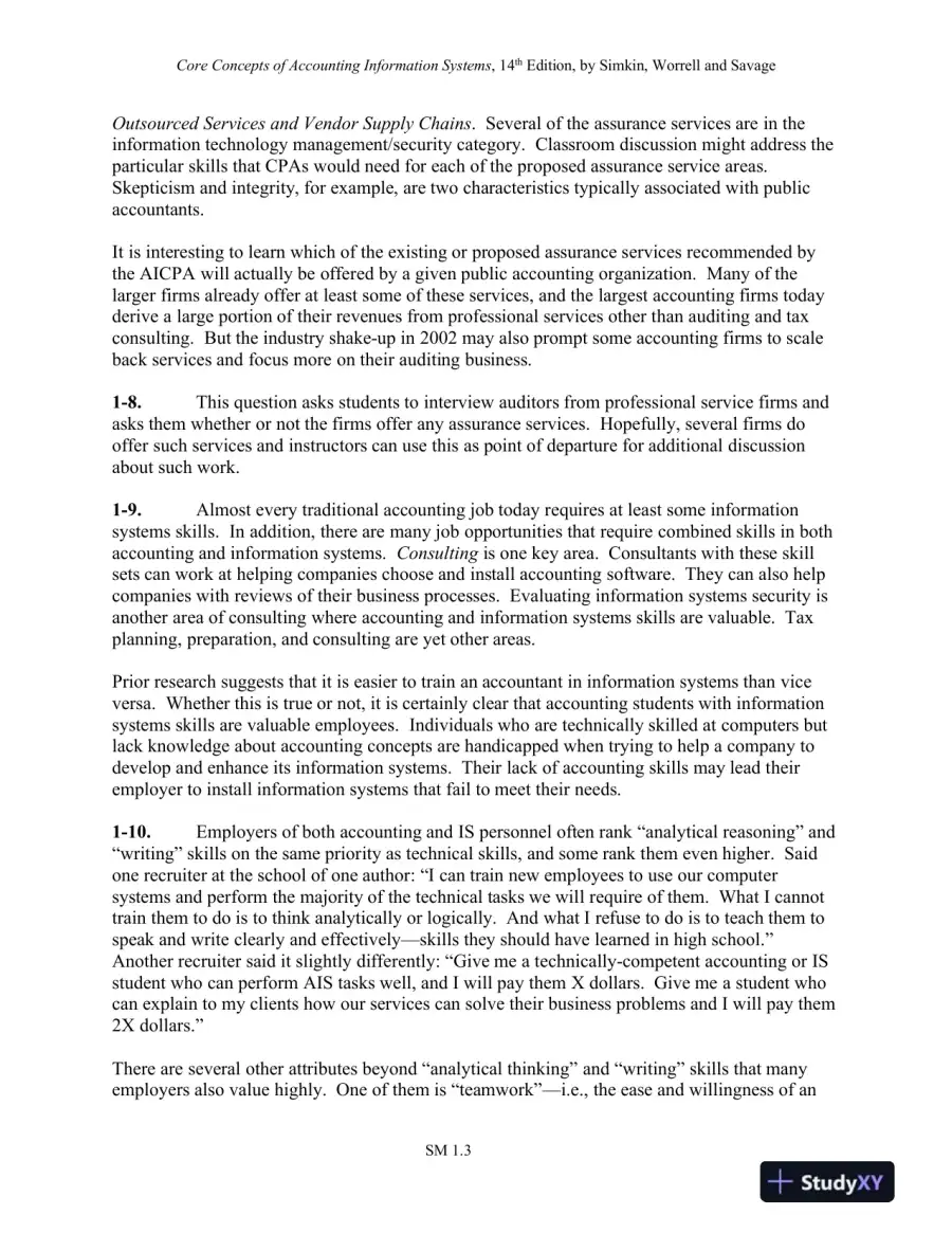 Solution Manual for Core Concepts of Accounting Information Systems, 14th Edition, page 8