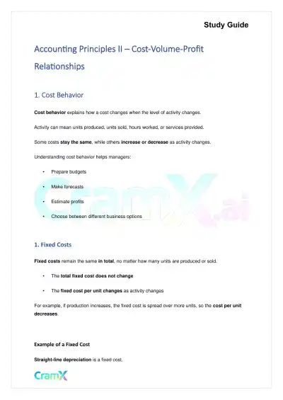 Accounting Principles II – Cost-Volume-Profit Relationships - Page 1 preview image