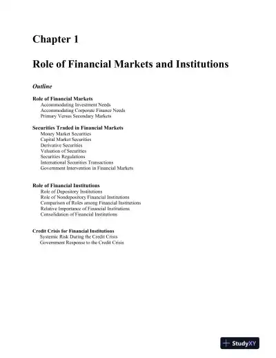 Financial Markets And Institutions, Abridged, 11th Edition Solution Manual - Page 1 preview image