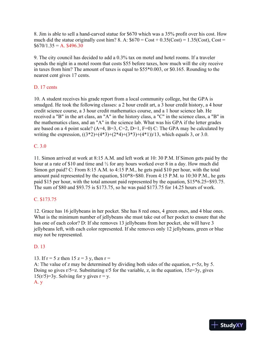 Mathematical Problem Sets for Everyday Scenarios, page 3