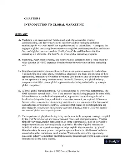 Solution Manual for Global Marketing, 8th Edition - Page 1 preview image