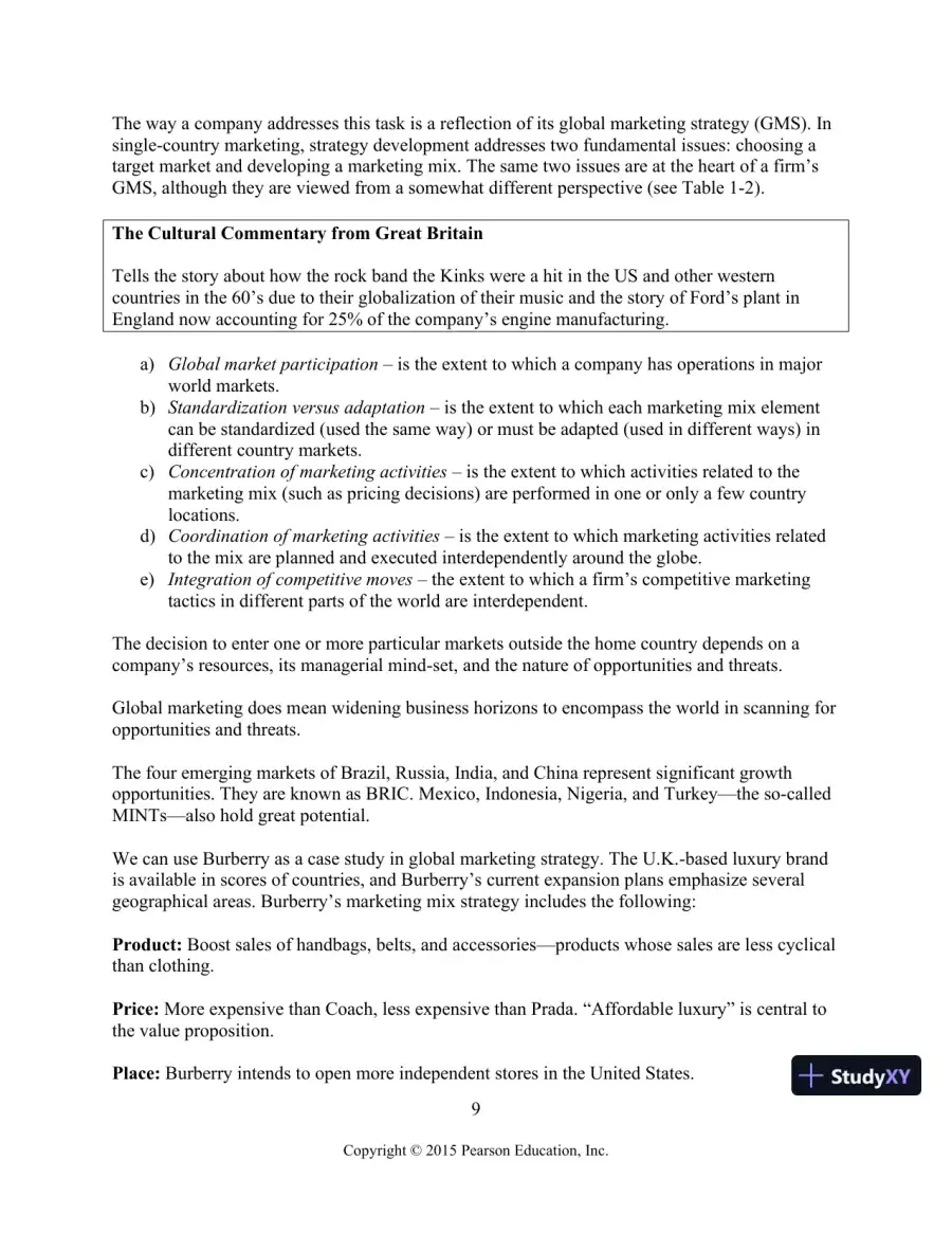 Solution Manual for Global Marketing, 8th Edition, page 10
