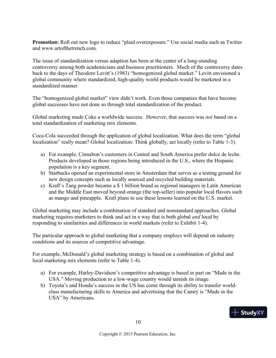 Solution Manual for Global Marketing, 8th Edition, page 11