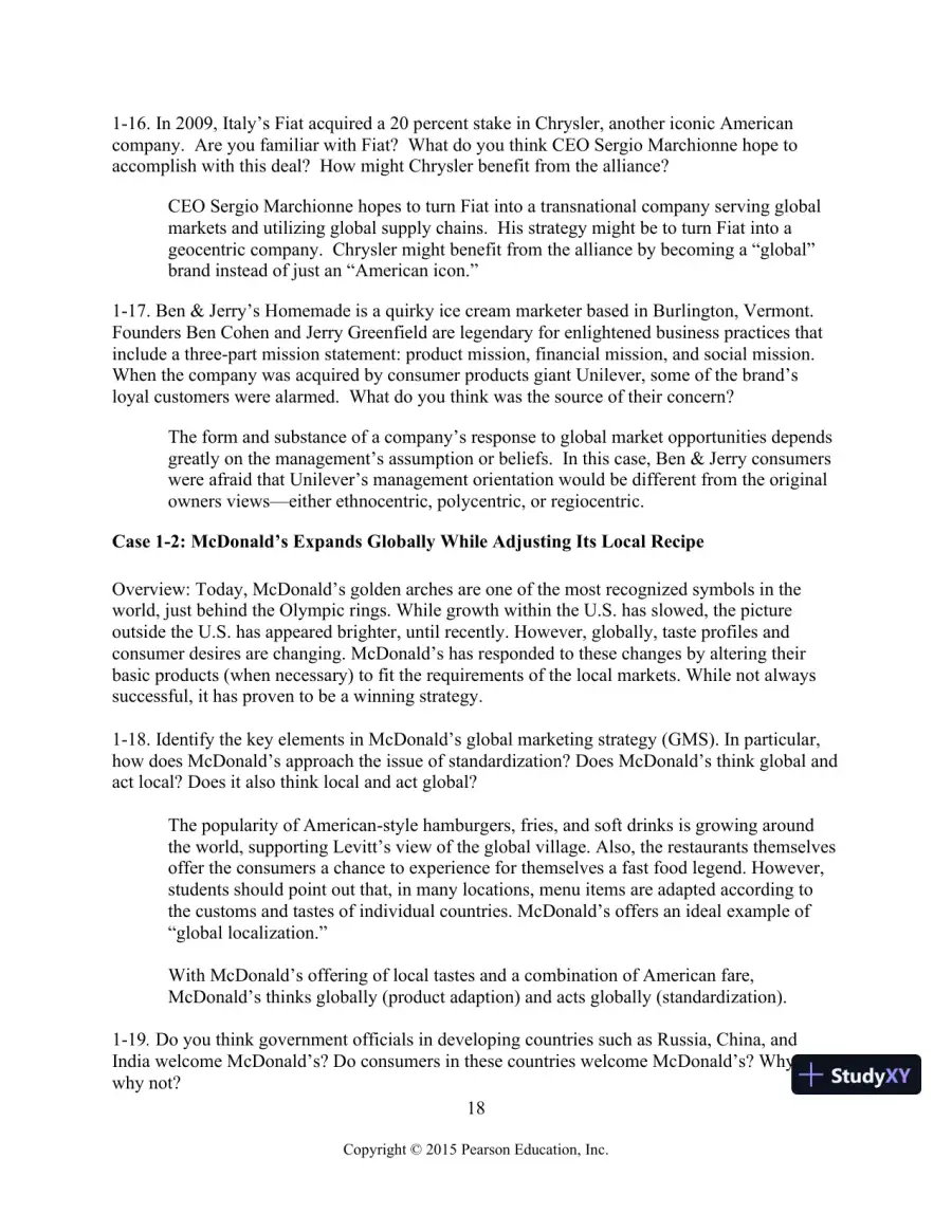 Solution Manual for Global Marketing, 8th Edition, page 19