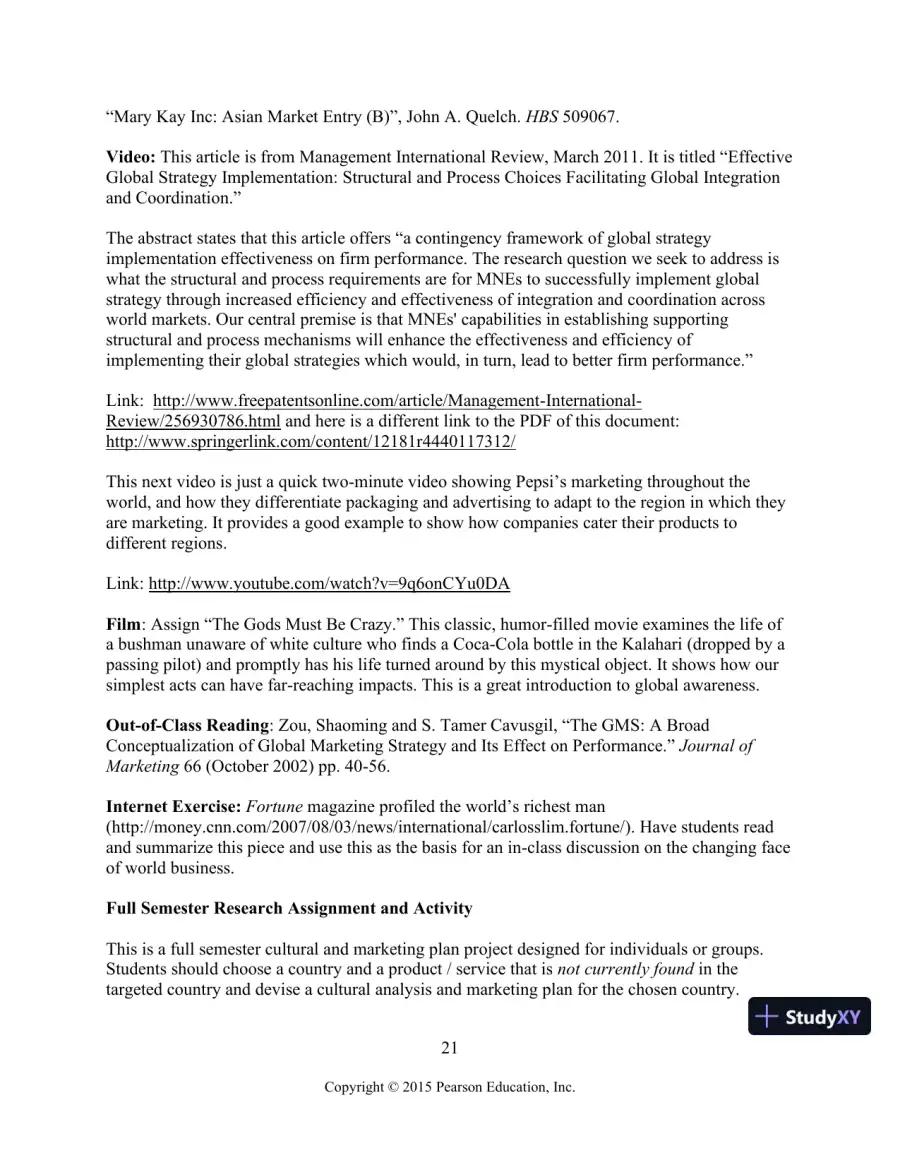 Solution Manual for Global Marketing, 8th Edition, page 22