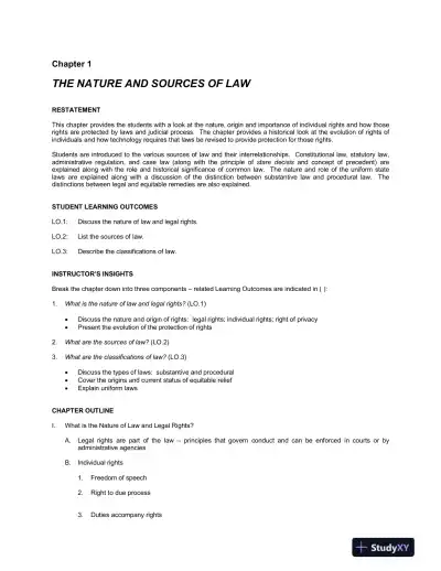 Solution Manual for Business Law: Principles for Today's Commercial Environment, 5th Edition - Page 1 preview image