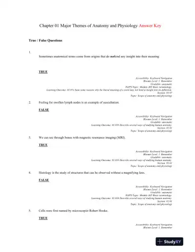Anatomy and Physiology: The Unity of form and Function 8th Edition, Test Bank - Page 1 preview image