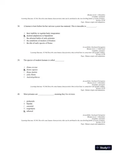 Anatomy and Physiology: The Unity of form and Function 8th Edition, Test Bank - Page 12 preview image