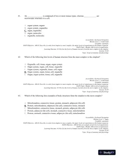 Anatomy and Physiology: The Unity of form and Function 8th Edition, Test Bank - Page 13 preview image