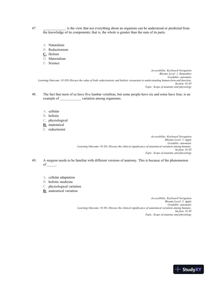 Anatomy and Physiology: The Unity of form and Function 8th Edition, Test Bank, page 15
