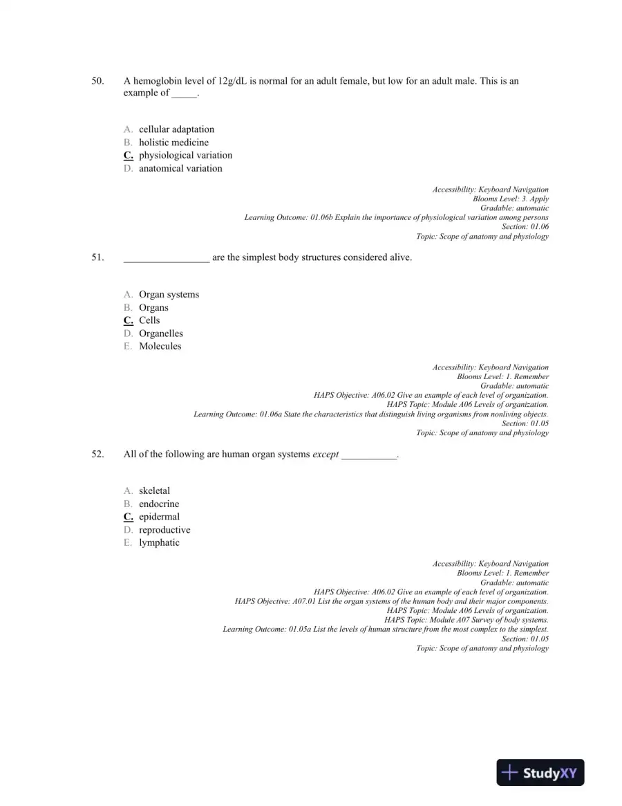 Anatomy and Physiology: The Unity of form and Function 8th Edition, Test Bank, page 16