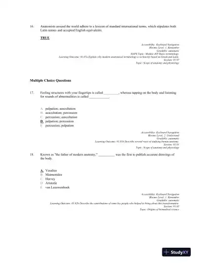 Anatomy and Physiology: The Unity of form and Function 8th Edition, Test Bank - Page 5 preview image