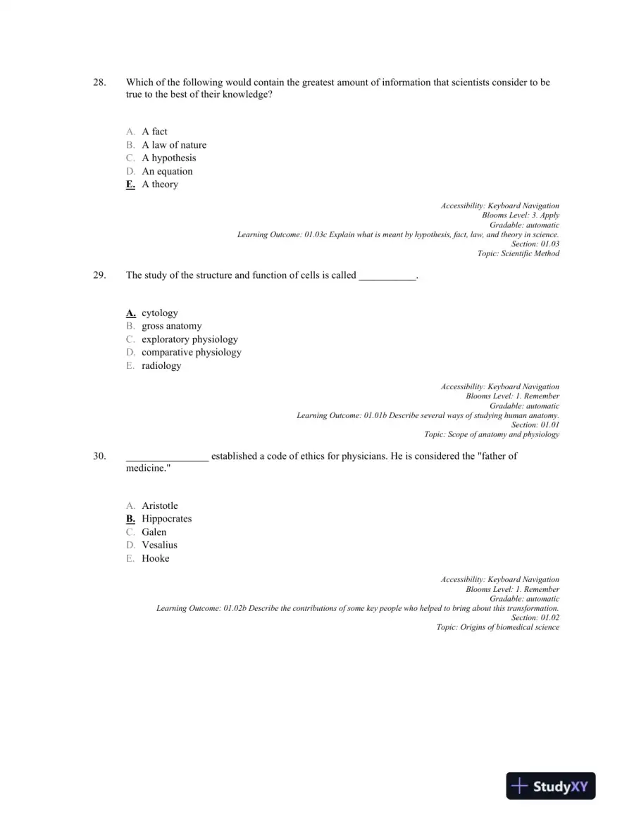 Anatomy and Physiology: The Unity of form and Function 8th Edition, Test Bank, page 9