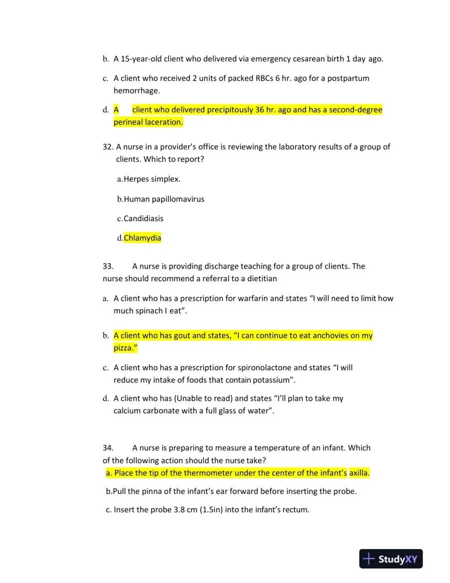 2020 ATI RN Nursing Diagnosis Exit Exam With Answers (181 Solved Questions), page 11