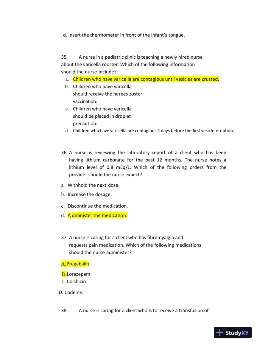 2020 ATI RN Nursing Diagnosis Exit Exam With Answers (181 Solved Questions), page 12