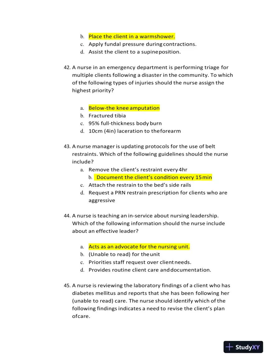2020 ATI RN Nursing Diagnosis Exit Exam With Answers (181 Solved Questions), page 14