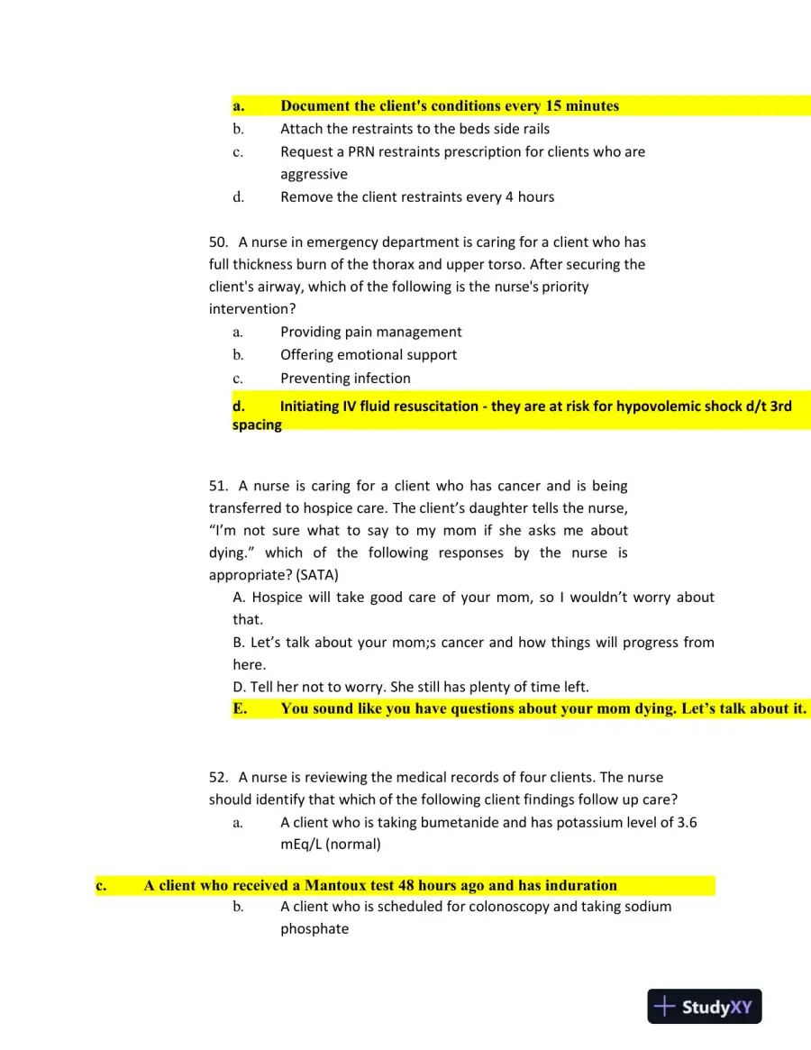 2020 ATI RN Nursing Diagnosis Exit Exam With Answers (181 Solved Questions), page 16