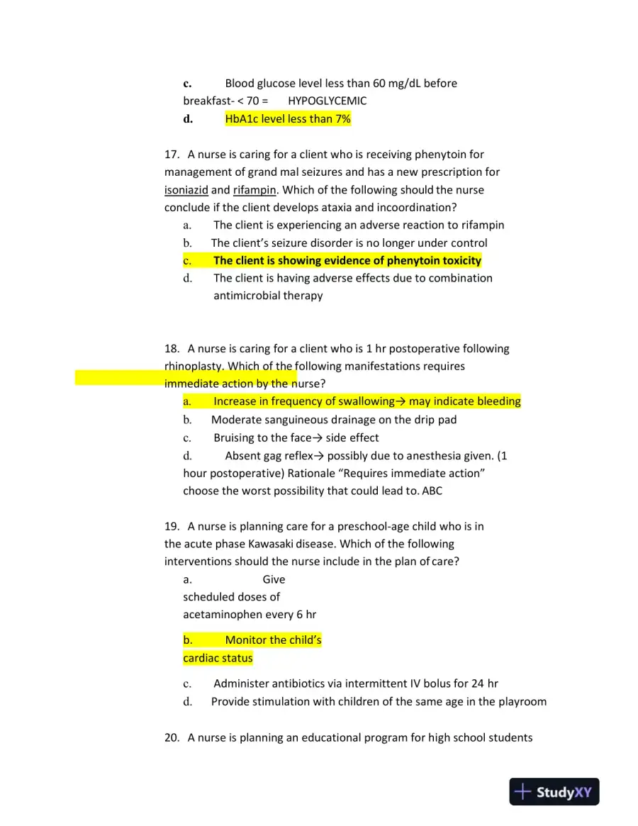 2020 ATI RN Nursing Diagnosis Exit Exam With Answers (181 Solved Questions), page 7